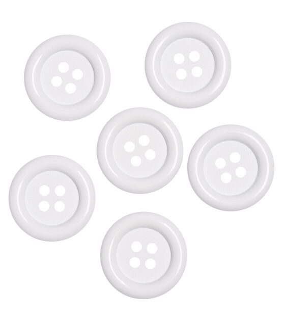 Favorite Findings 1 3/8" White 4 Hole Buttons 6pk, , hi-res, image 3