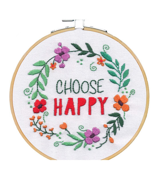 Dimensions 6" Choose Happy Embroidery kit