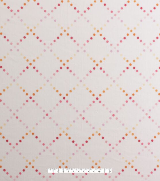 Orange & Pink Pastel Dotted Diamonds Anti Pill Fleece Fabric, , hi-res, image 2