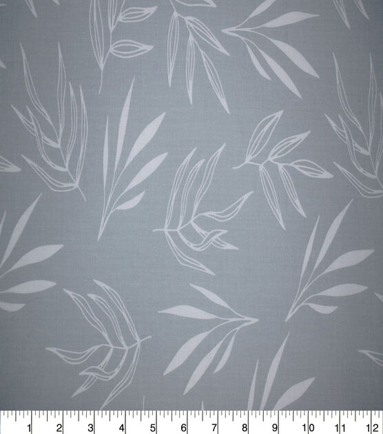 White Leaves on Gray Quilt Cotton Fabric by Quilter's Showcase
