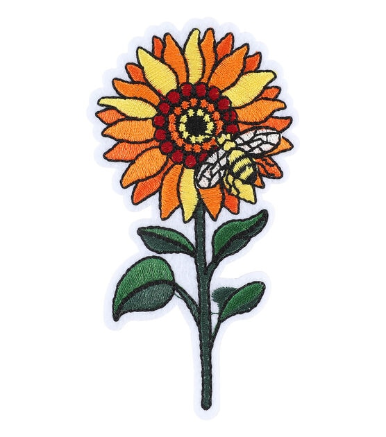 2" x 4" Flower With Bee Iron On Patch by hildie & jo, , hi-res, image 2