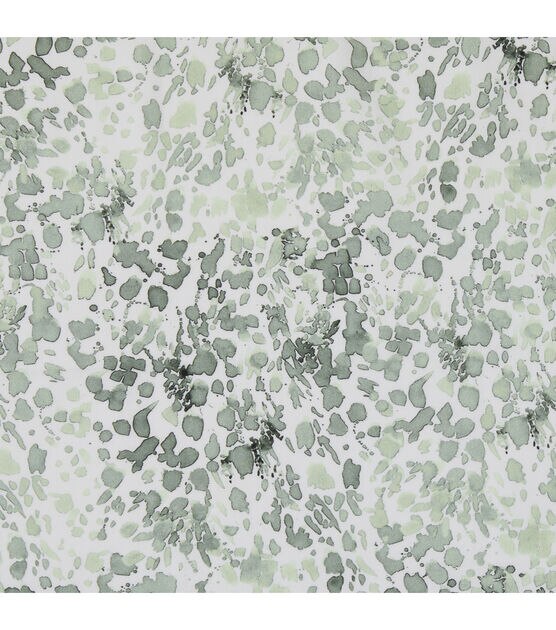 Paint Splatter Green On White Premium Cotton Lawn Fabric