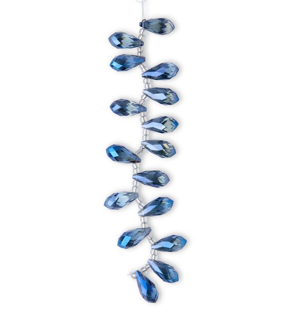 6" Blue Teardrop Glass Bead Strand by hildie & jo, , hi-res, image 2
