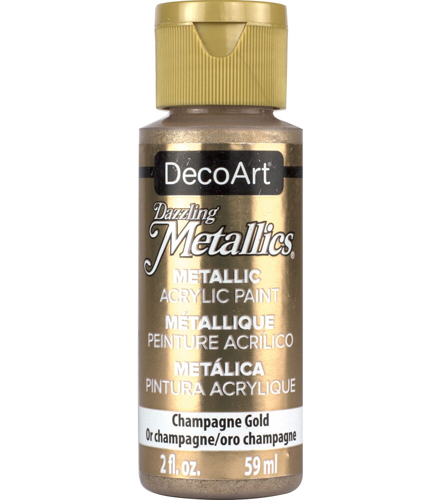 DecoArt Dazzling Metallics 2 fl. oz Metallic Paint, Champagne Gold, swatch