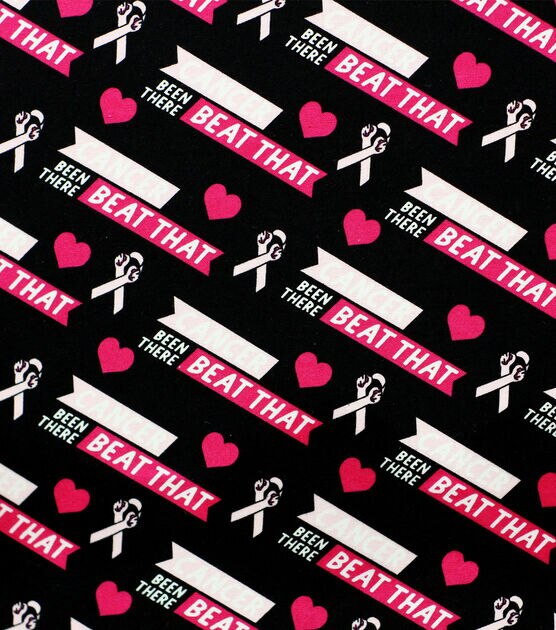 Breast Cancer Awareness Been There Black Cotton Fabric