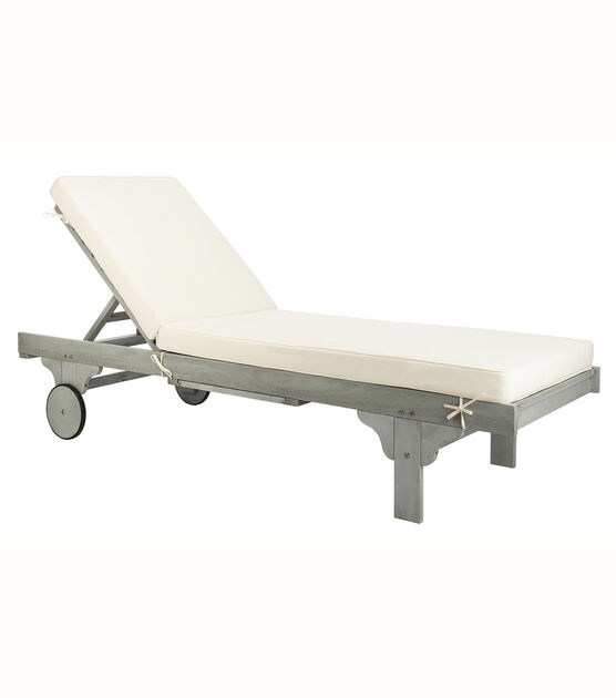 Safavieh 28" x 79" Biege Newport Outdoor Chaise Lounge With Side Table