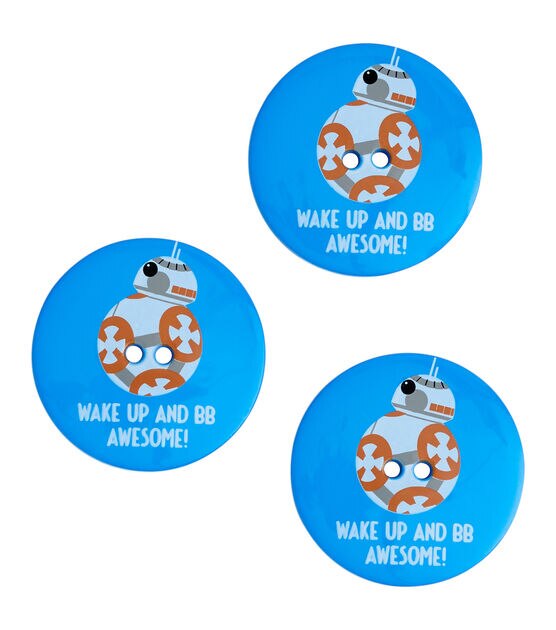 Disney 1 1/4" Star Wars BB8 & Wake Up 2 Hole Buttons 3pk, , hi-res, image 3