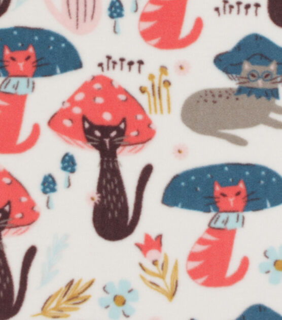 Mushroom Cats Anti Pill Fleece Fabric