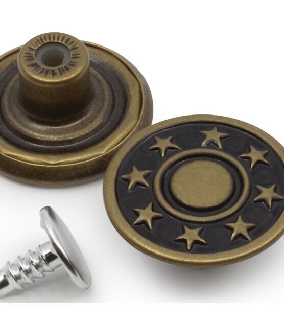 Dritz Jean Buttons, 6 pc, Antique brass, , hi-res, image 6
