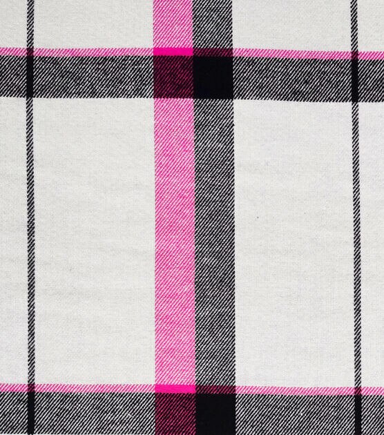 Hot Pink Plaid & Black Backed Sherpa Fabric, , hi-res, image 5