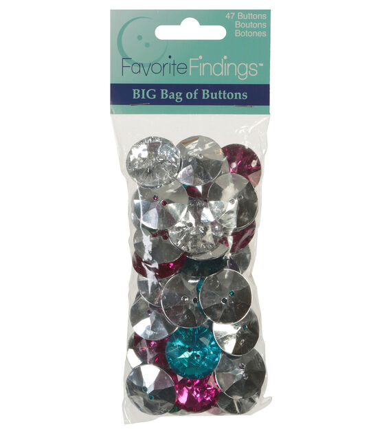 Favorite Findings 1" Multicolor Gemstones Big Bag of Buttons 47ct