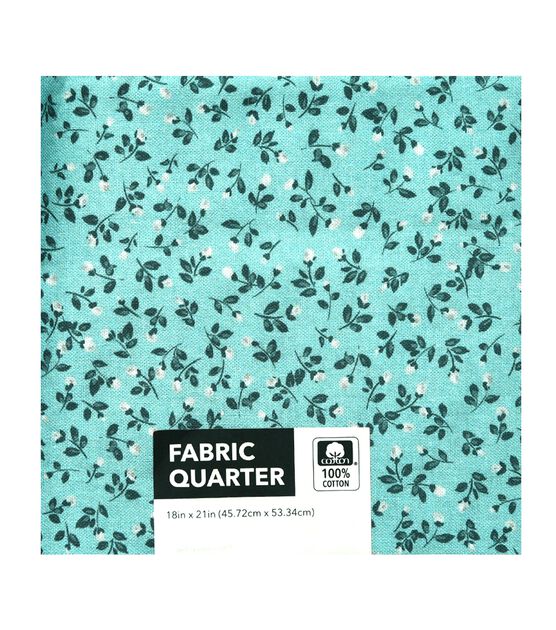 18" x 21" Floral on Teal Cotton Fabric Quarter by Keepsake Calico