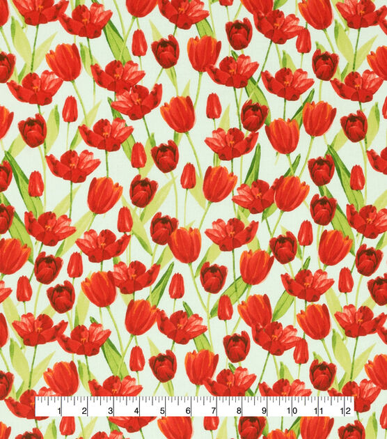Red Tulips Quilt Cotton Fabric by Keepsake Calico