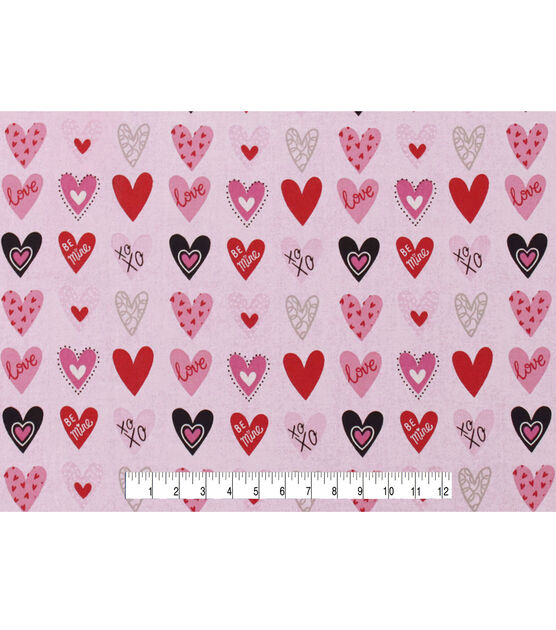 Cotton Hearts Valentine's Day Pink Love Valentine Pink Cotton Fabric Print  by the Yard (692-265)