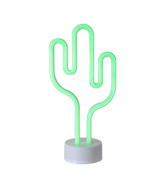 Northlight 11.5" Battery Operated Neon LED Green Cactus Table Light, , hi-res, image 1