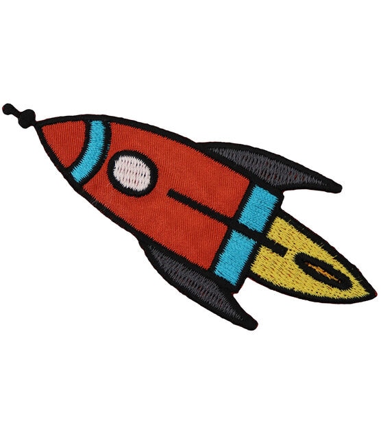 Simplicity 4" Multicolor Embroidered Spaceship Iron On Patch, , hi-res, image 2