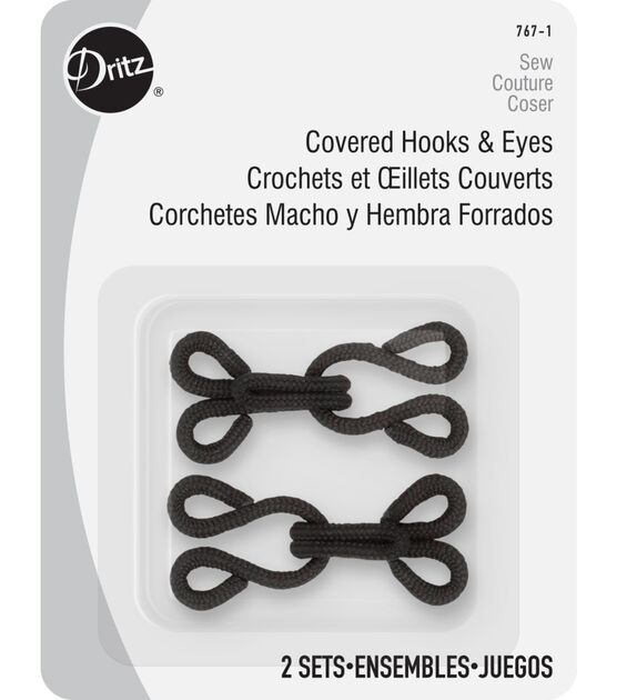 Dritz Covered Hooks & Eyes, 2 pc, Black