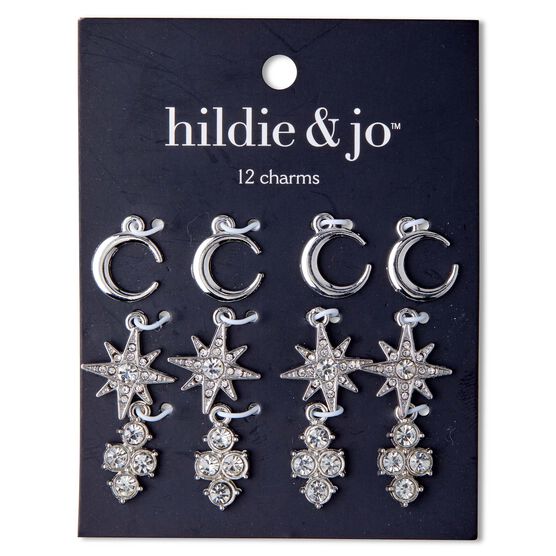 12ct Silver Moon & Star Crystal Charms by hildie & jo
