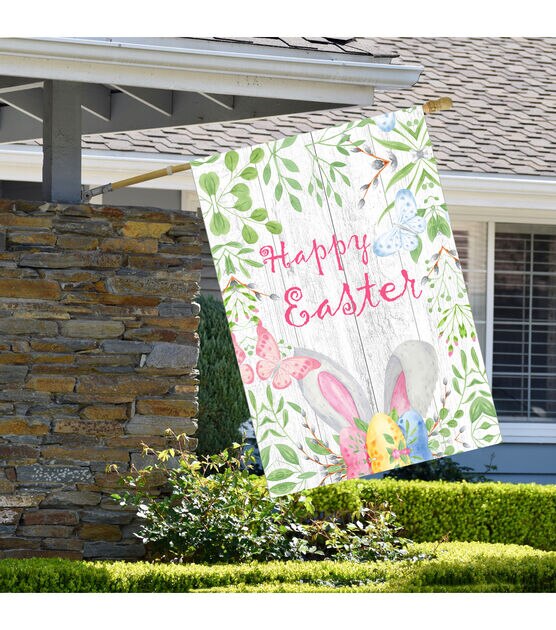 Northlight 28" x 40" Happy Easter Bunny Ears Outdoor House Flag, , hi-res, image 3