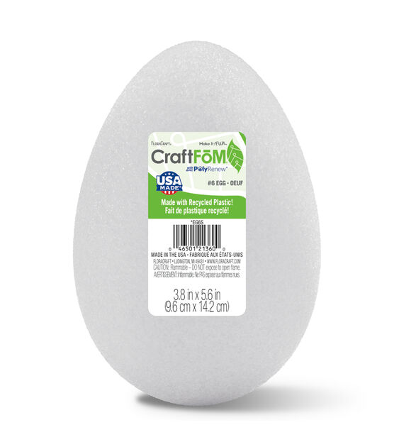 FloraCraft 6" White CraftFoM Egg