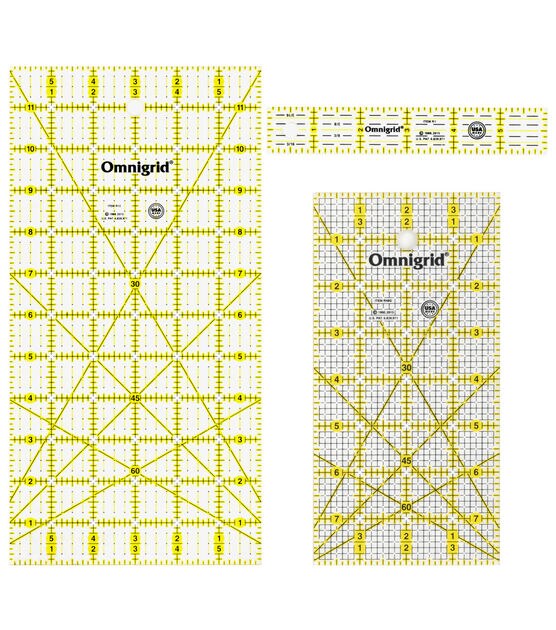 Omnigrid Rectangle Quilting Ruler Value Pack (1"x6", 4"x8", 6"x12")