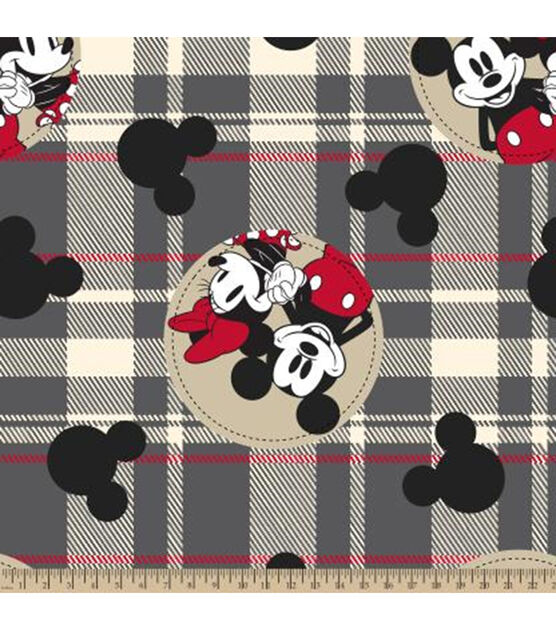 Disney Mickey & Minnie Fleece Fabric Plaid