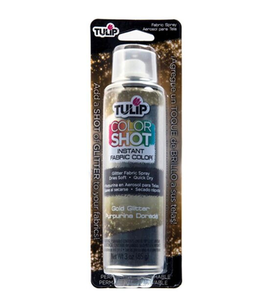 Tulip Fabric Spray Paint Glistening Gold Glitter 4 fl. oz. – Tulip