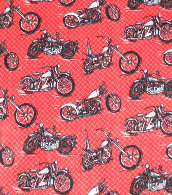 Motorcycles on Metal Grating Anti Pill Fleece Fabric