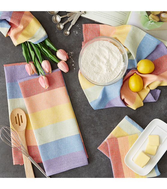 Design Imports Set of 6 Rainbow Kitchen Towels & Dishcloths, , hi-res, image 7