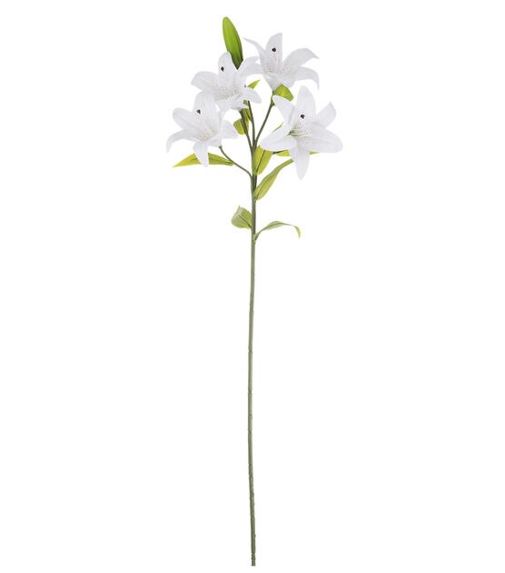 41.5" White Real Touch Lily Stem by Bloom Room