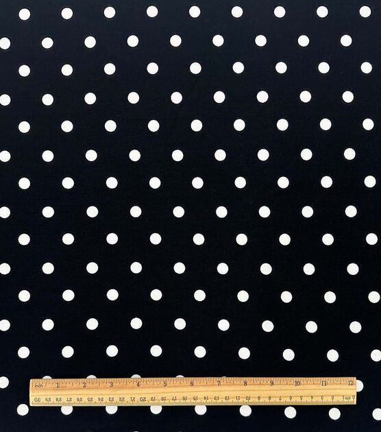 Summer Ponte Knit Fabric 57'' White Dots on Black, , hi-res, image 3