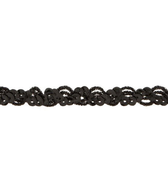 Simplicity Sequined Cupped Scroll Trim 0.38'' Black