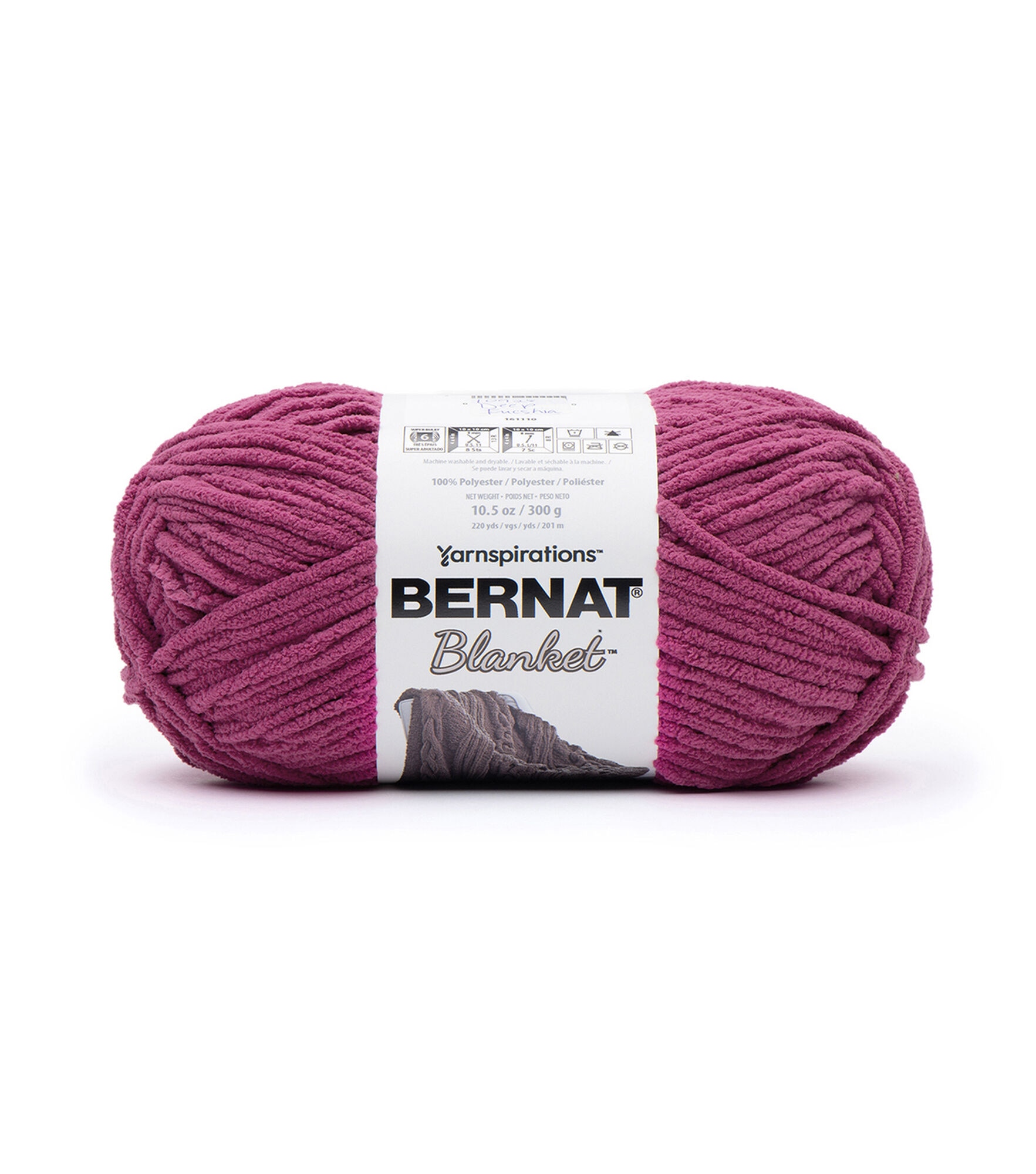 Bernat Big Ball Blanket 220yds Super Bulky Polyester Yarn, Deep Fuschia, hi-res