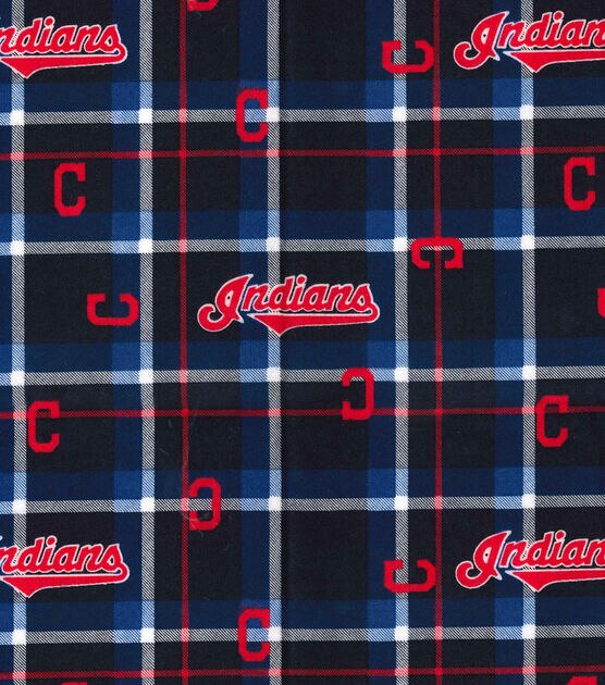 Fabric Traditions Cleveland Baseball Flannel Fabric Plaid, , hi-res, image 2