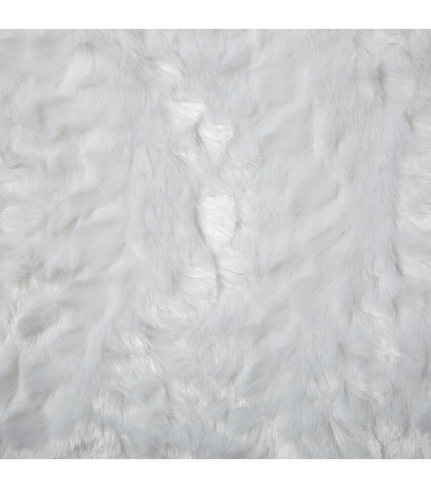 Rabbit Faux Fur Fabric, White, swatch, image 1