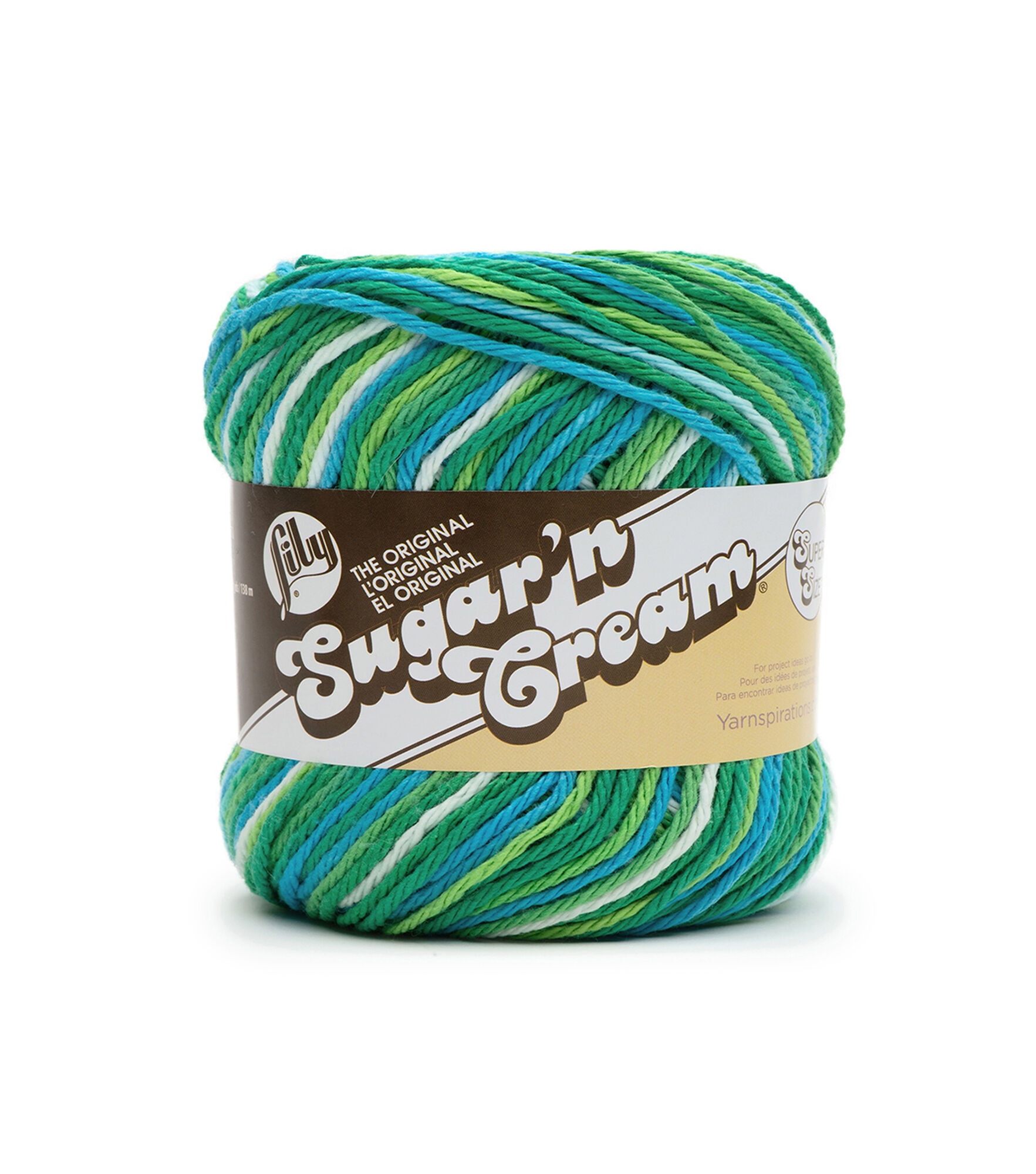 Lily Sugar'n Cream Ombres Super Size 200yds Worsted Cotton Yarn, Emerald Energy, hi-res