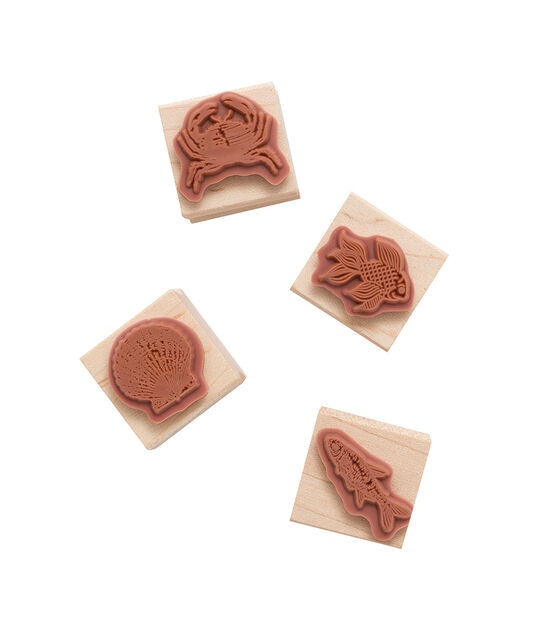 American Crafts Wooden Stamp Set Sea Animals, , hi-res, image 2