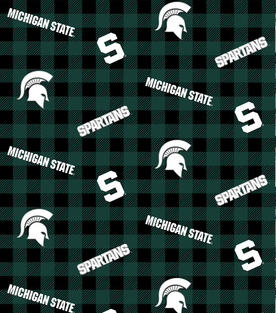 Michigan State University Spartans Cotton Fabric Buffalo Check, , hi-res, image 2