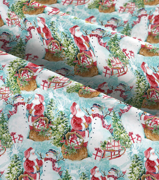Susan Winget Santa's Snowman Christmas Cotton Fabric, , hi-res, image 2