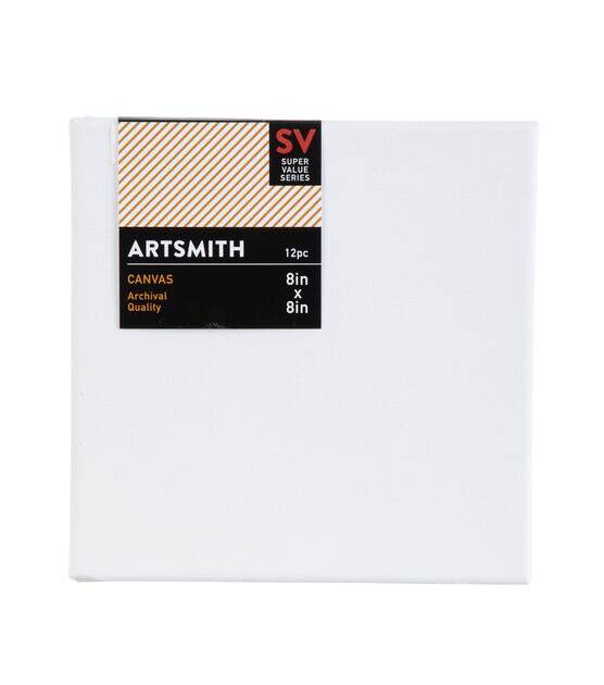 8" x 8" Super Value Stretched Cotton Canvas 12pk by Artsmith, , hi-res, image 3
