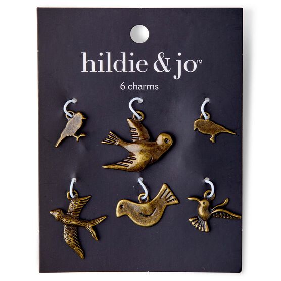 6ct Oxidized Brass Metal Bird Charms by hildie & jo
