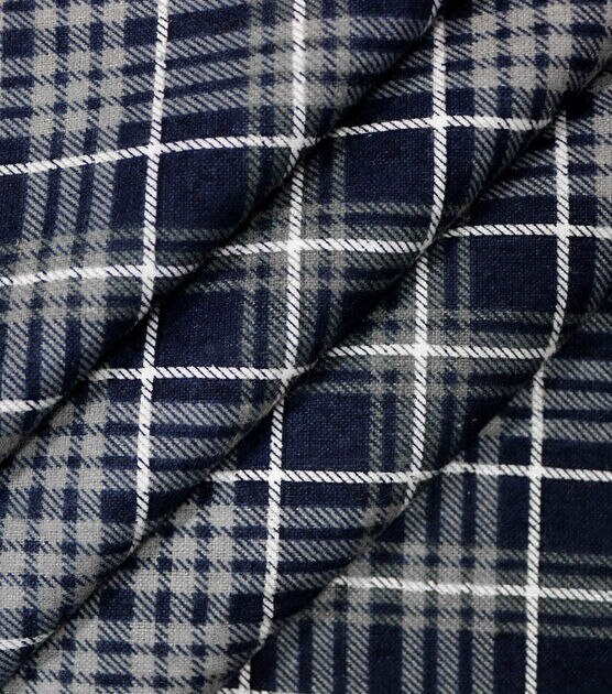 Navy & Grey Plaid Super Snuggle Flannel Fabric, , hi-res, image 2