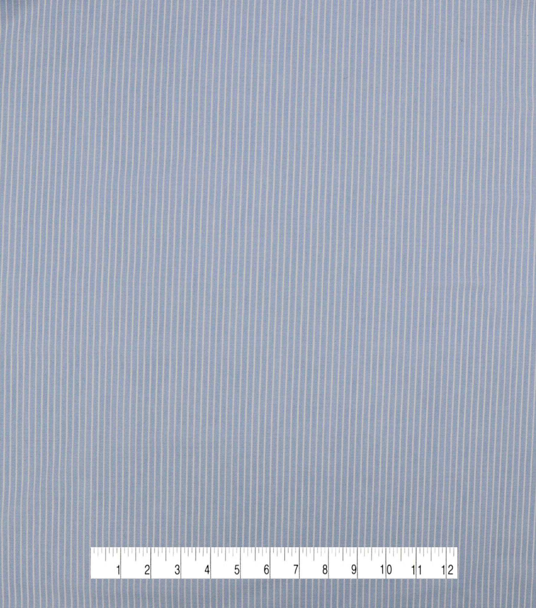 Pinstripe Cotton Shirting Fabric, Blue White, hi-res