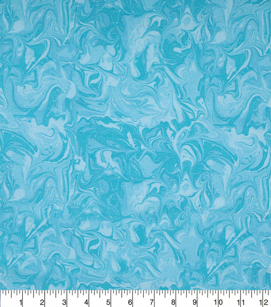 Oil Slick 108" Wide Cotton Fabric, Blue Radiance, swatch, image 1