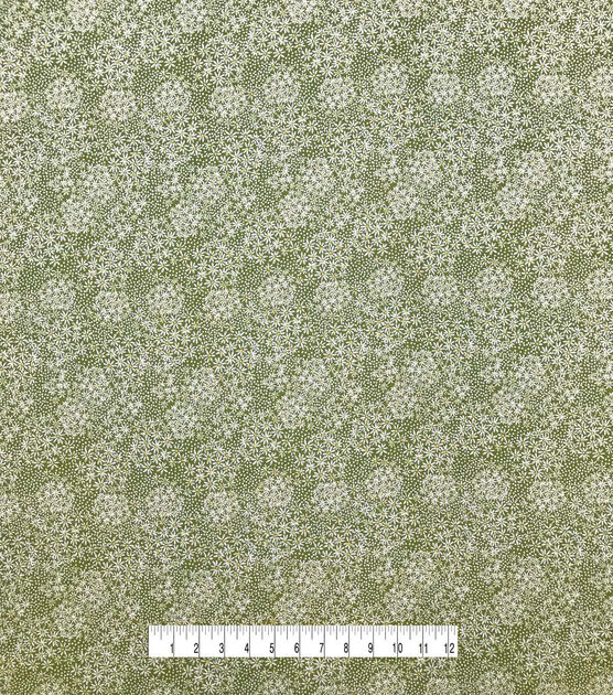 Sage Daisy Dots Crinkle Rayon Fabric, , hi-res, image 5