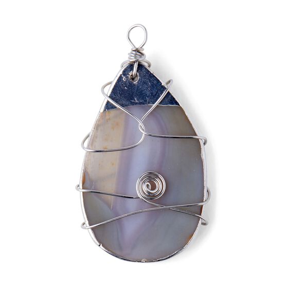 Silver Wire Wrapped Teardrop Pendant by hildie & jo, , hi-res, image 2