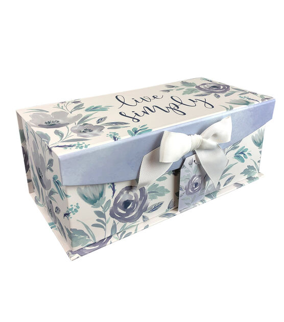 11.5" Monochrome Floral Fliptop Box With Bow