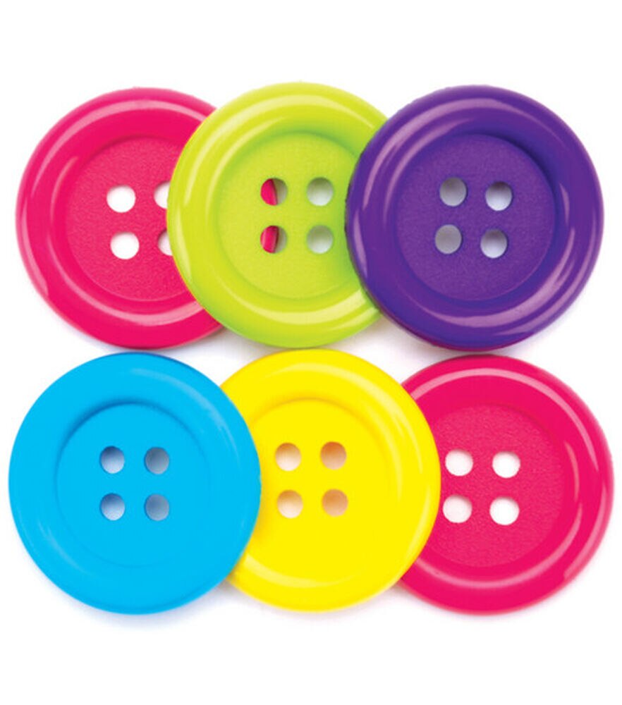 Favorite Findings 1 1/4" Round 4 Hole Buttons 6ct, Big Fun, swatch