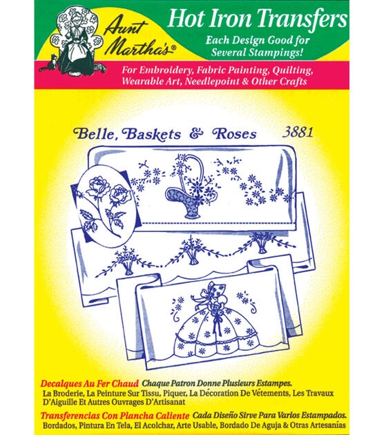 Aunt Martha's Iron On Transfer Patterns for Stitching, Embroidery or Fabric  Painting, Patterns for Linens, Set of 5
