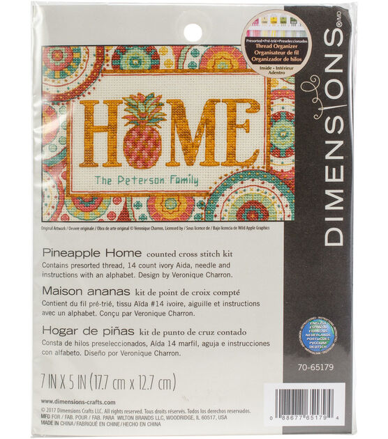 Dimensions 7''x5'' Counted Cross Stitch Kit Pineapple Home